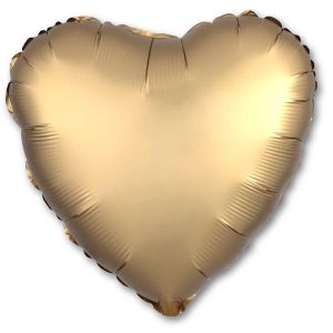 Аг 19''/48 см, Сердце, Сатин, Золото, 1 шт.