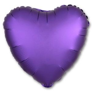 Аг 19'/48 см, Сердце, Сатин, Фиолетовый, 1 шт.