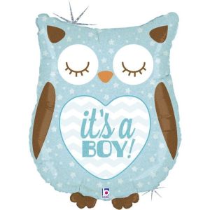 G Фигура Совенок для малыша мальчика Голубой Голография 26" Grabo