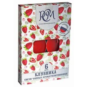 Свечи Чайные (в гильзе), Клубника, 3,9 см, 6 шт.