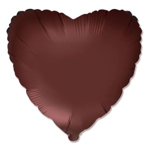 F 18"/46 см, Сердце, Сатин, Ройбуш (Терракотовый), 1 шт.