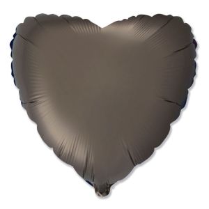 F 18"/46 см, Сердце, Сатин, Шоколад, 1 шт.