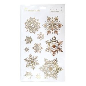 Новогодний декор, Наклейки «Золотые снежинки» / 1 упаковка / (Китай)