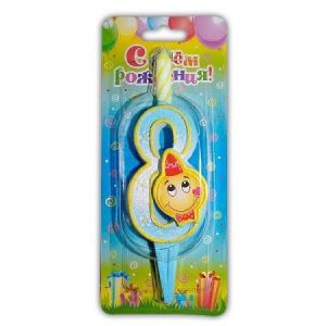 Свеча цифра Смайлик №8