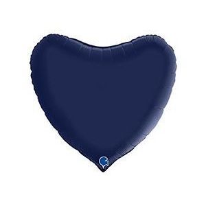 Г 36"/91 см, Сердце, Сатин, Темно синий, 1 шт.