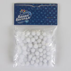 Декоративное украшение Помпончики, 1 см, Белый, 100 шт.