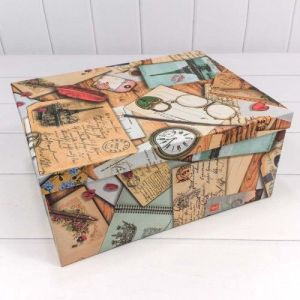 Коробка Прямоугольная  34*26*15,3 «Почтовые открытки» 1/6