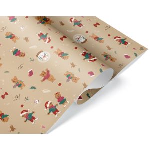 Упаковочная бумага 80гр (0,7*1 м) Новогодние мишки, 10 шт.