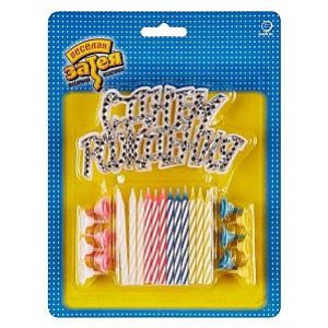 Свечи для торта С Днем Рождения 12шт+табличка