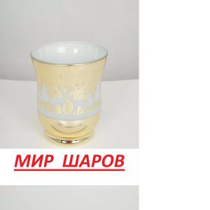 Стеклянный подсвечник, D9xH10.5 см, золото, в ПВХ кор.