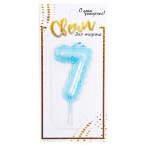 А Свеча цифра Воздушный шарик Голубой №7 5,8 см