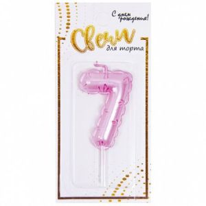 А Свеча цифра Воздушный шарик Розовый №7 5,8 см
