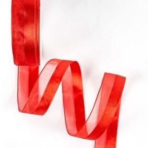 Лента атлас/шифон «Премиум» 2,5см*18м Красная 04 т.м.160