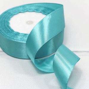 Лента Атласная Сатин 2,5см*25ярд Голубой