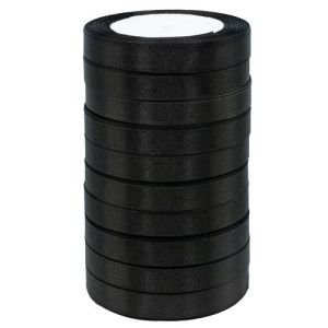 Лента атласная 1,2см*25Y, 185 Черная т.м 10/500