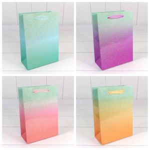 Пакет подарочный «Градиент» с блестящими вкраплениями (микс) 14*20*8