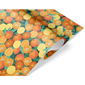 Упаковочная бумага 80гр (0,7*1 м) Мандаринки, 10 шт.