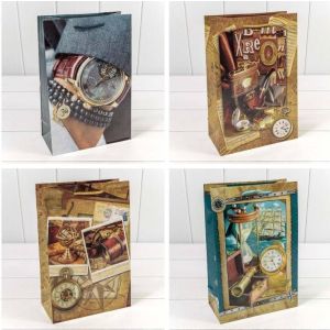 ПАКЕТ ПОДАРОЧНЫЙ «МУЖСКОЙ» ГЛЯНЦЕВЫЙ (МИКС) 20*30*10