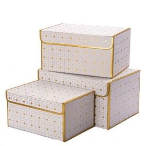 Коробка «Прямоугольник» 25.3*18*13.5см. Геометрия Золото на белом