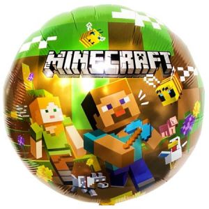 Шар (18"/45 см) Круг Человечки Пиксельные  ВЕСЁЛАЯ ЗАТЕЯ