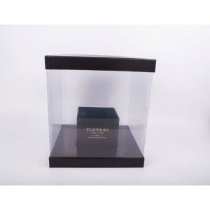 Подарочная коробка «Квадрат» 25*25*28см. Прозрачная Черная