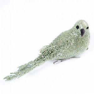 Елочное украшение Птичка Зеленая 16см