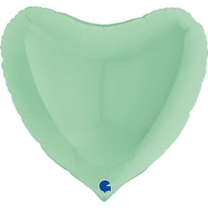 Г 36"/91 см, Сердце, Матовый, Зеленый (Green), 1 шт