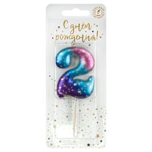 Свеча цифра 2 «Космос» (РОССИЯ)