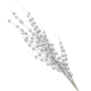 Ветка с ягодами искусственная Серебряная 70см / 1 шт / (Китай)