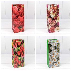 Пакет подарочный «Цветы» (микс) 14*35*11