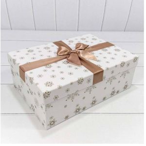 Коробка Прямоугольная 25*19*8 см «Снежинки» Белый