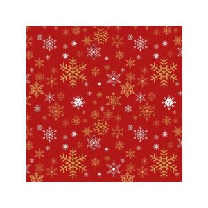 Упаковочная бумага (0,7*1 м) Новогодние снежинки, Красный, 10 шт.