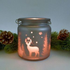 Подсвечник стекло баночка с ручкой цвет Микс 8*9 см