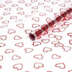 А Пленка прозрачная с рисунком «Сердечки №2» Красный 70см 200гр