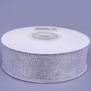 Лента парчовая Серебряная 2,5 см*22,85 м