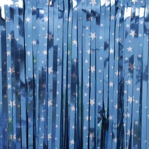 Занавес Дождик Звезды, Бирюзовый, Металлик, 100*200 см, 1 шт.