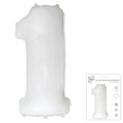 F 40 Цифра «1» белый в упаковке / One / 1 шт / Фольгированный шар (Испания)