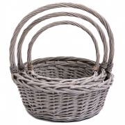 Корзина «Ива» D30*H12.5*32см. шт Круг Серая