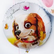 К 18” РУС ПОЗДРАВЛЯЮ Собака с цветком