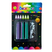 Свечи тортовые классические «Цветное пламя» Микс Сиреневые, морская волна с держателями / 6 шт., 6 с