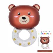 К 27 Мишка погремушка, фигура в упаковке / Bear rattle / 1 шт /, Фольгированный шар (Китай)