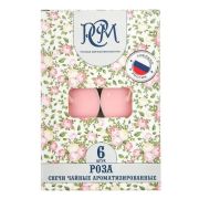 Свечи Чайные (в гильзе), Роза, 3,9 см, 6 шт.