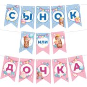 Гирлянда Флажки, Сынок или Дочка?, 300 см, 1 упак.