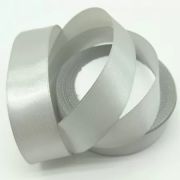 Лента атласная, на пене, односторонняя, 25 мм х 25 ярд, серебряный (5 шт/упак)