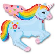 An Шар (37''/94 см) Фигура, Радужный единорог, Голубой, 1 шт.