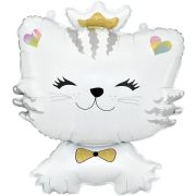К Шар (28''/71 см) Фигура, Котенок Принцесса, Белый, 1 шт.