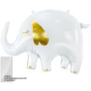 К Шар (33''/84 см) Фигура, Слоник, Белый, 1 шт. в уп.