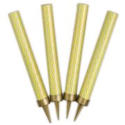 Свеча Фонтан для торта, 40 сек, Зигзаги, Сияющая иллюзия, Серебро/Золото, Голография, 12 см, 4 шт.