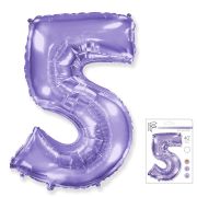 F 40 Цифра «5» сиреневый  в упаковке/ Five / 1 шт /, Фольгированный шар (Испания)