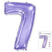F 40 Цифра «7» сиреневый  в упаковке / Seven / 1 шт /, Фольгированный шар (Испания)